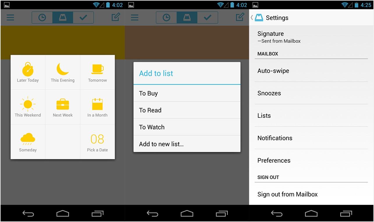 Mailbox: скоростная почта для Android