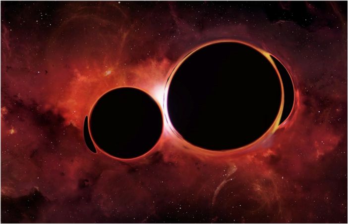 Две черные дыры сливаются, образуя сверхскоростного космического монстра
