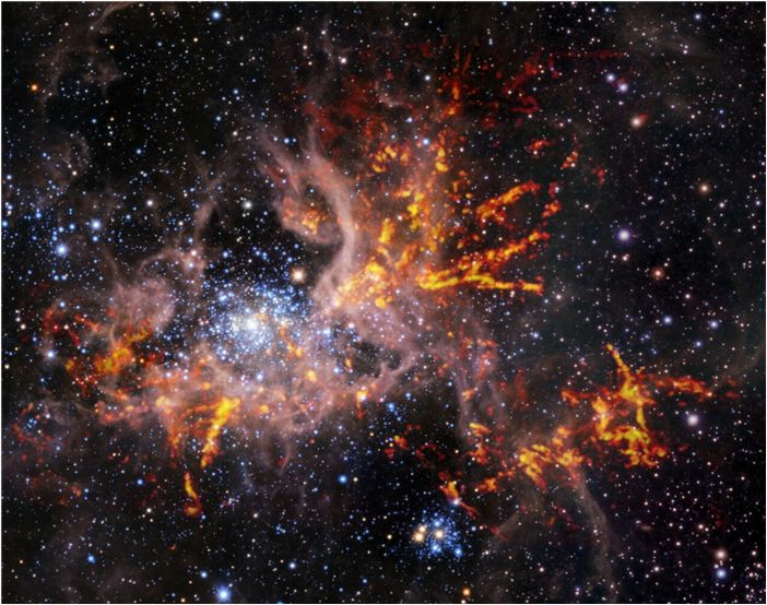 Бурное звездообразование на новом изображении туманности Тарантул